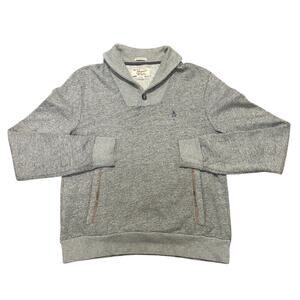 Penguin Munsingwear Shawl Neck Sweater Slim Gray Logo Embroidered Small Preppy